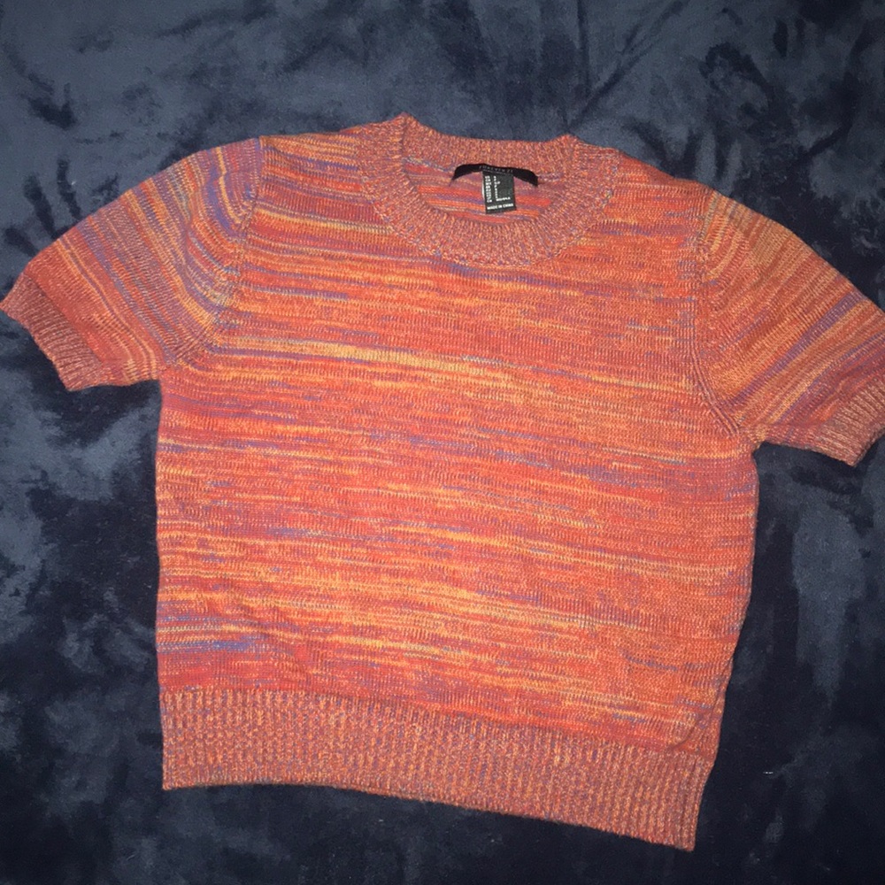 F21 Cropped Knit Short Sleeve Top
